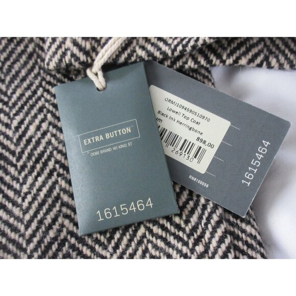 OOBE Brand Men's Wool Lowell Trench Top Coat Herringbone Brown Black Ink NWT - Picture 10 of 10